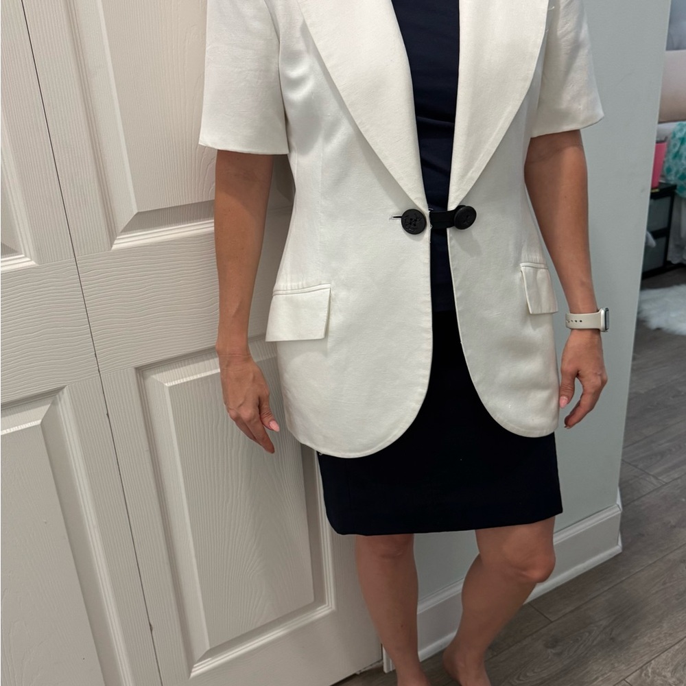 Vintage Dior White Blazer Structured Lapels Tailored Fit